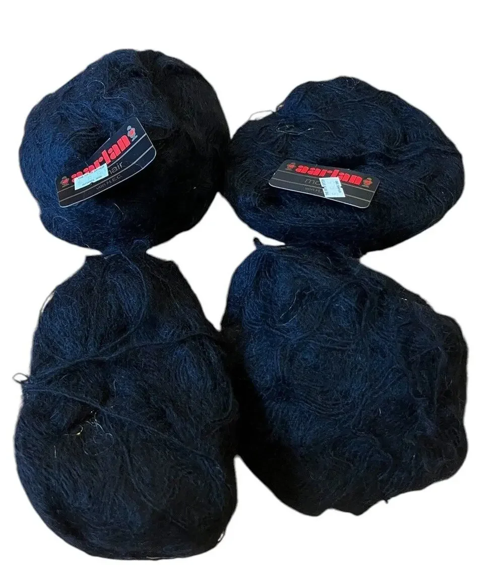 Lot Of 4 Aarlan Black Mohair Switzerland 2 New 50 G 2 Other 70 Mohair 30 Acrylic